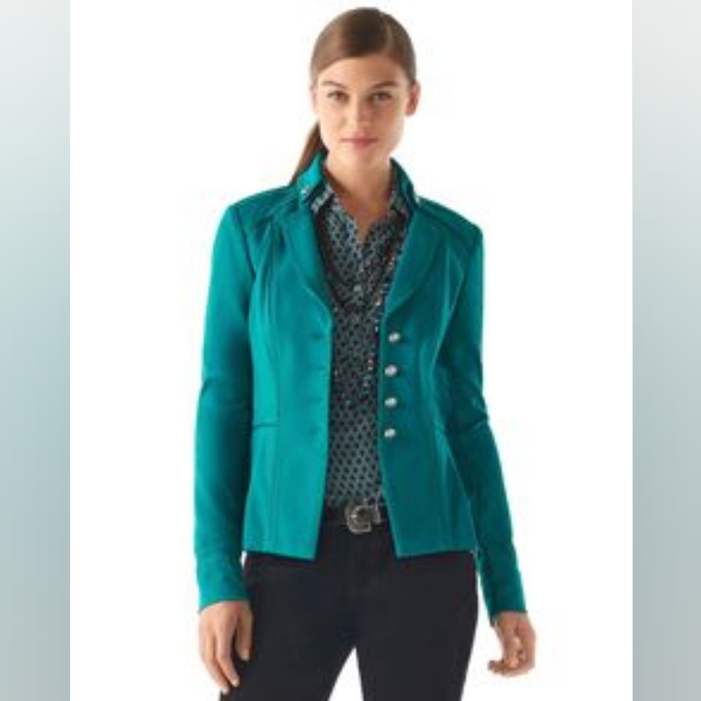Like New! WHBM Teal Military Jacket Blazer Sz 4